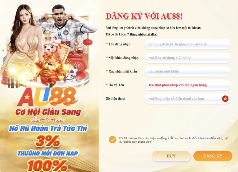 Tạo tài khoản cá cược